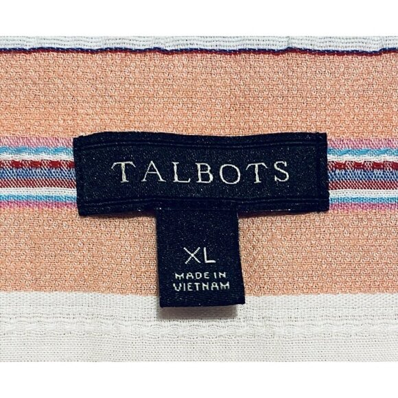 Talbots Button Up Top Womens XL Horizontal Stripes Embroidered Southwestern Boho - Picture 5 of 7